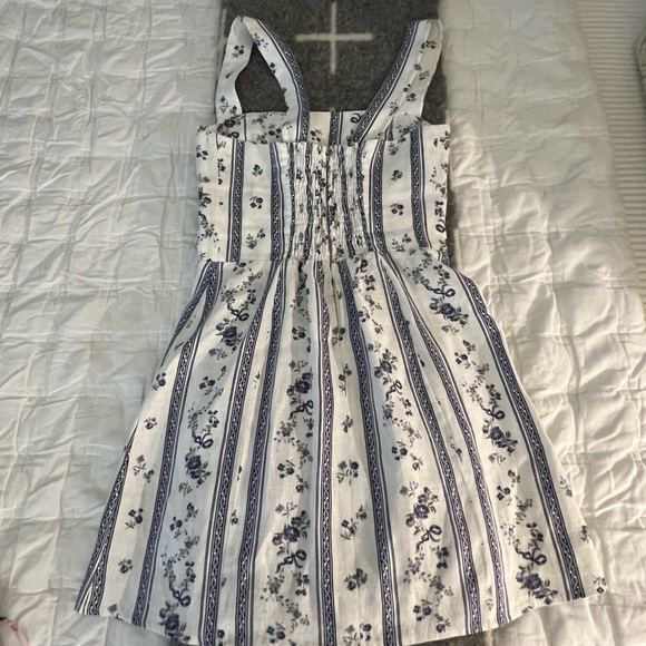 Reformation Brigitte Linen Dress Roquefort 6 - Picture 5 of 9